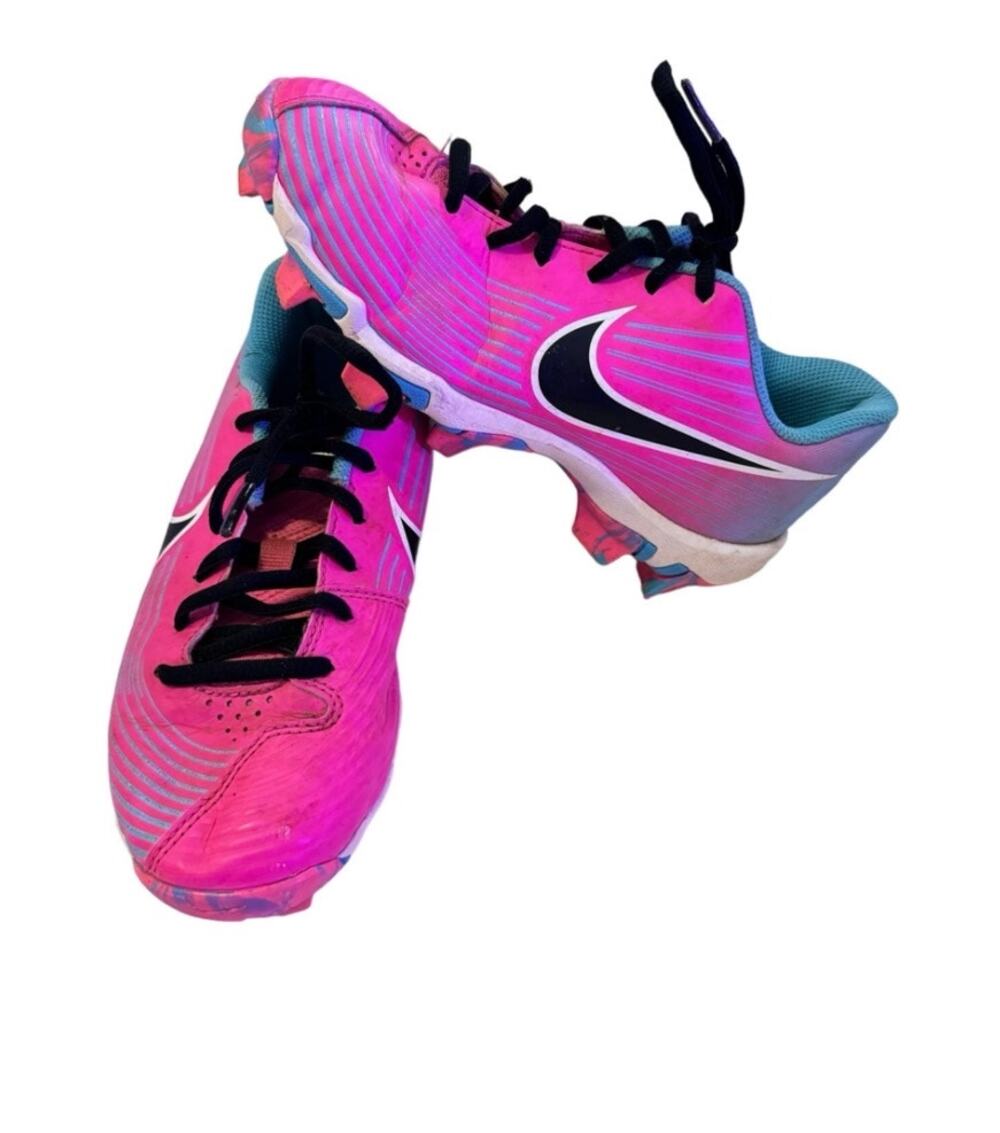Nike Girls Size 2Y Nike Girls Softball Cleats Hyperdiamond Fastflex Pink Blue